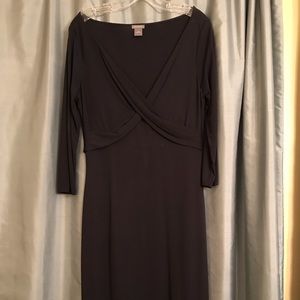 Ann Taylor Long Sleeve Navy Crepe Dress, Size 10
